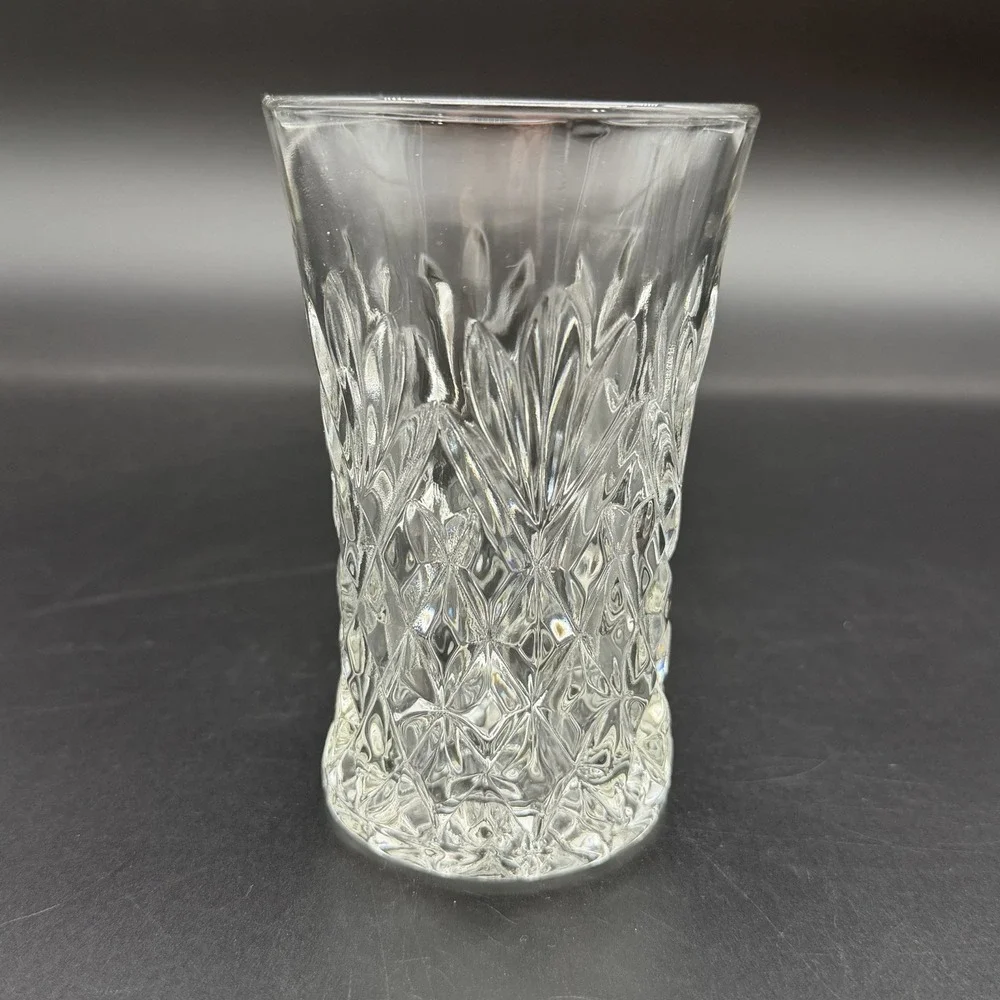 Anchor Hocking Prescut Pineapple 8 oz Tumblers Clear Glasses Set of 3 Vintage